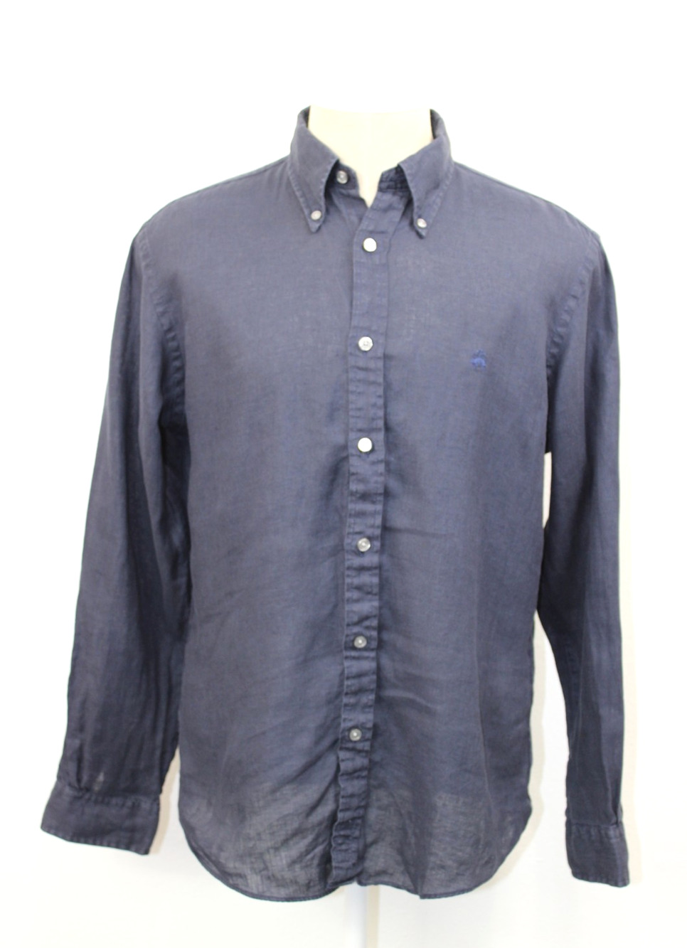 Brooks Brothers Baird McNutt Irish Linen Shirt Men's M Blue Regent Long Sleeve